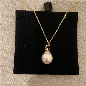 Monica Vinader Baroque Teardrop Pearl Pendant Necklace Bridgerton Style Regency